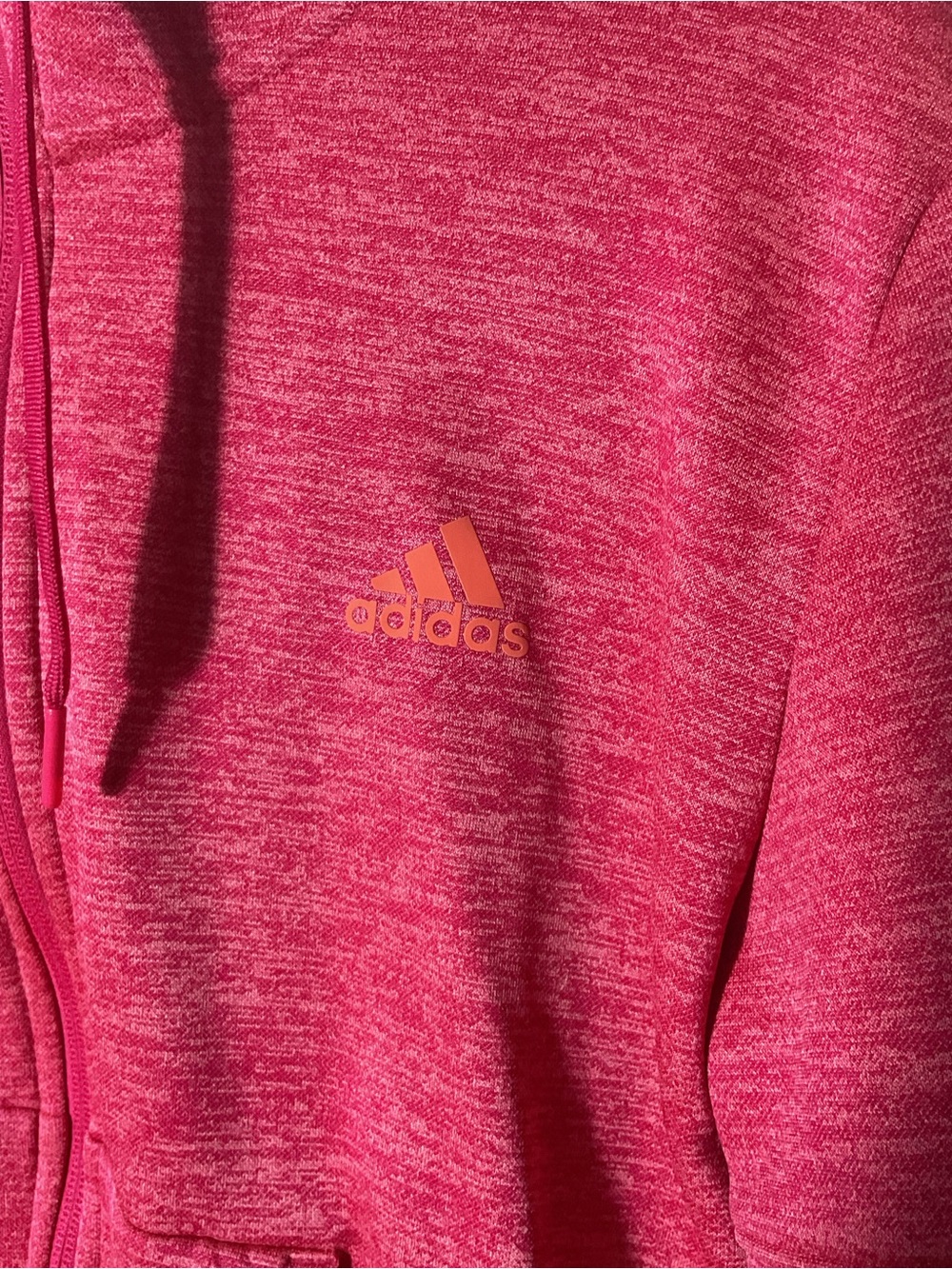 Adidas Women’s Climawarm Team Issue Energy Pink Melange Full Zip Hoodie Sz M - Picture 2 of 7